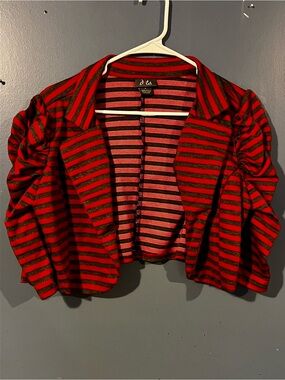 Dots Red and Black Striped Knit Top